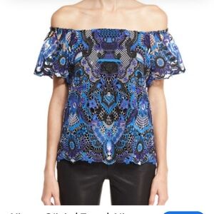 ALICE + OLIVIA MAXI OFF SHOULDER LACE BLOUSE SMALL